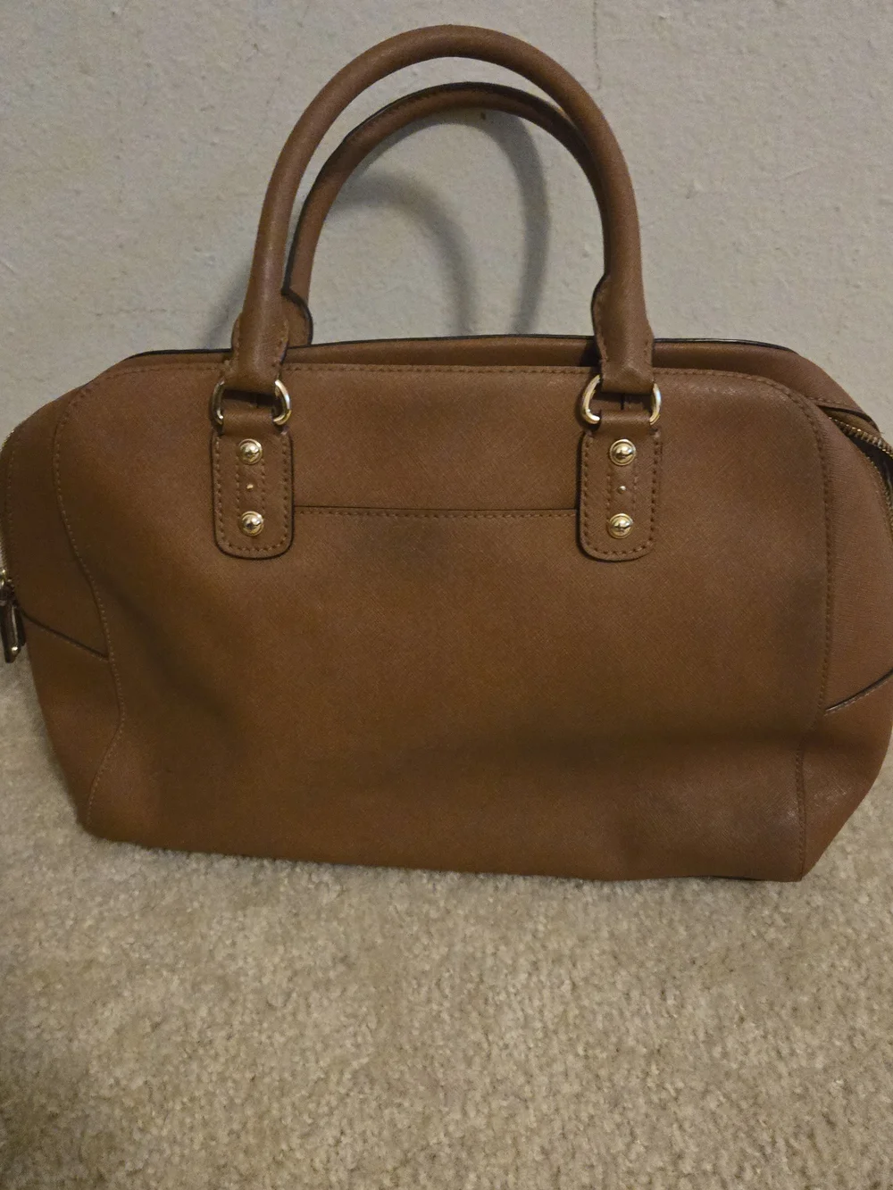 Michael Kors Tan Saffiano Leather Satchel with Gold Hardware